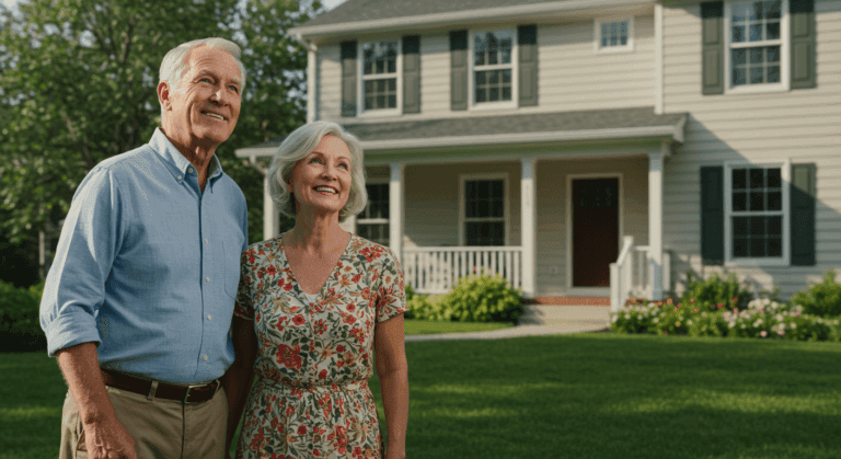Senior Couple looking at house